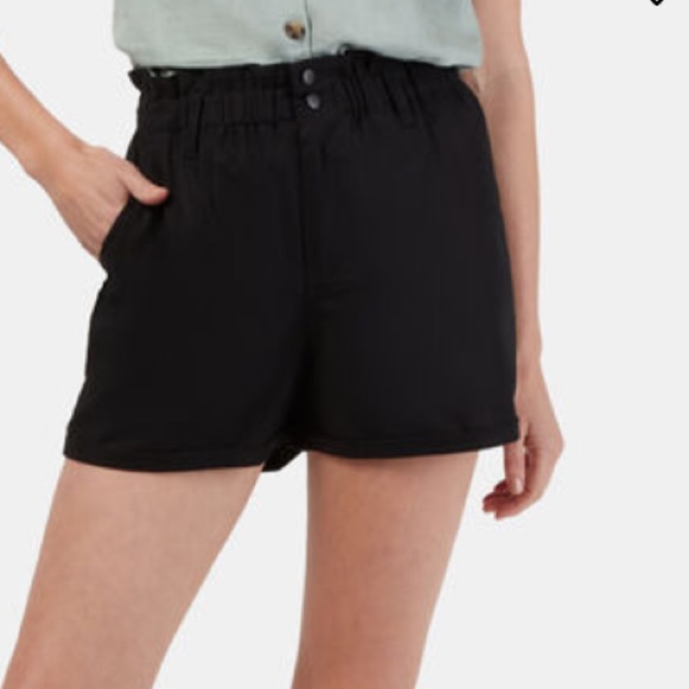 H&M Cotton Black high waisted paper bag Shorts